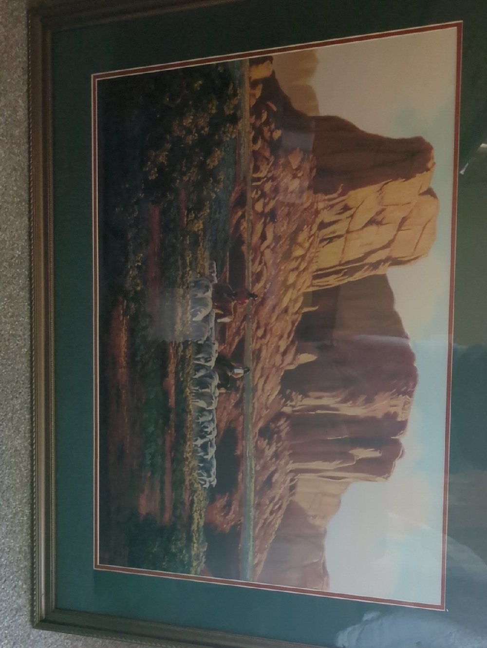 Desert Canyon Landscape Print with Green Matting